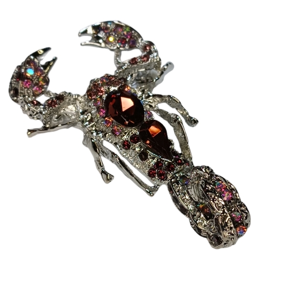 Scorpion Crystal Rhinestone Bling Articulated Stinger Brooch Pendant - Picture 2 of 11